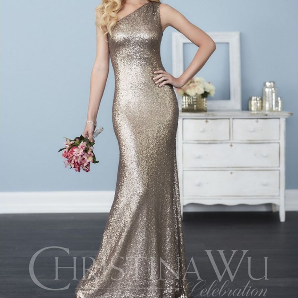 Christina Wu Gold Bridesmaid Dress